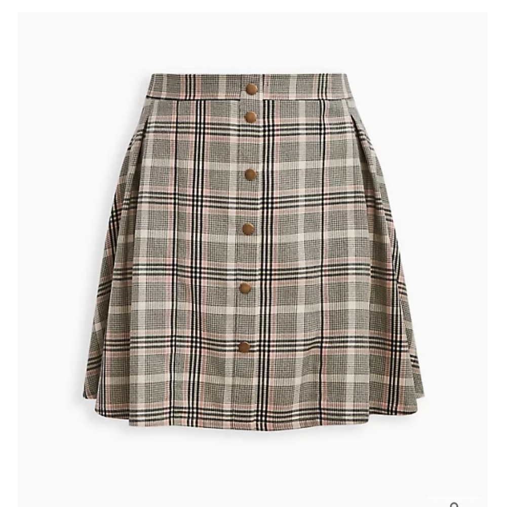 Torrid black white pink checkered plaid skirt